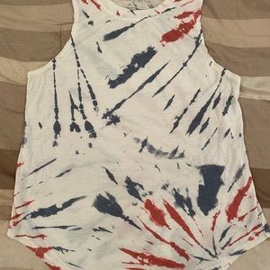 Red white and blue tiedye tank
